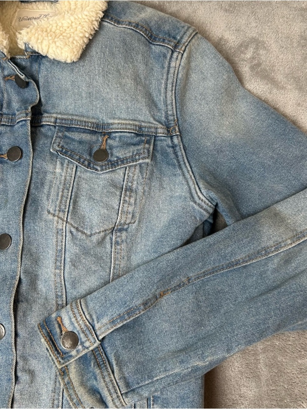 Universal Thread Women’s Jean Jacket Sherpa Lined Denim Jean Jacket Blue One Sz - Picture 5 of 16